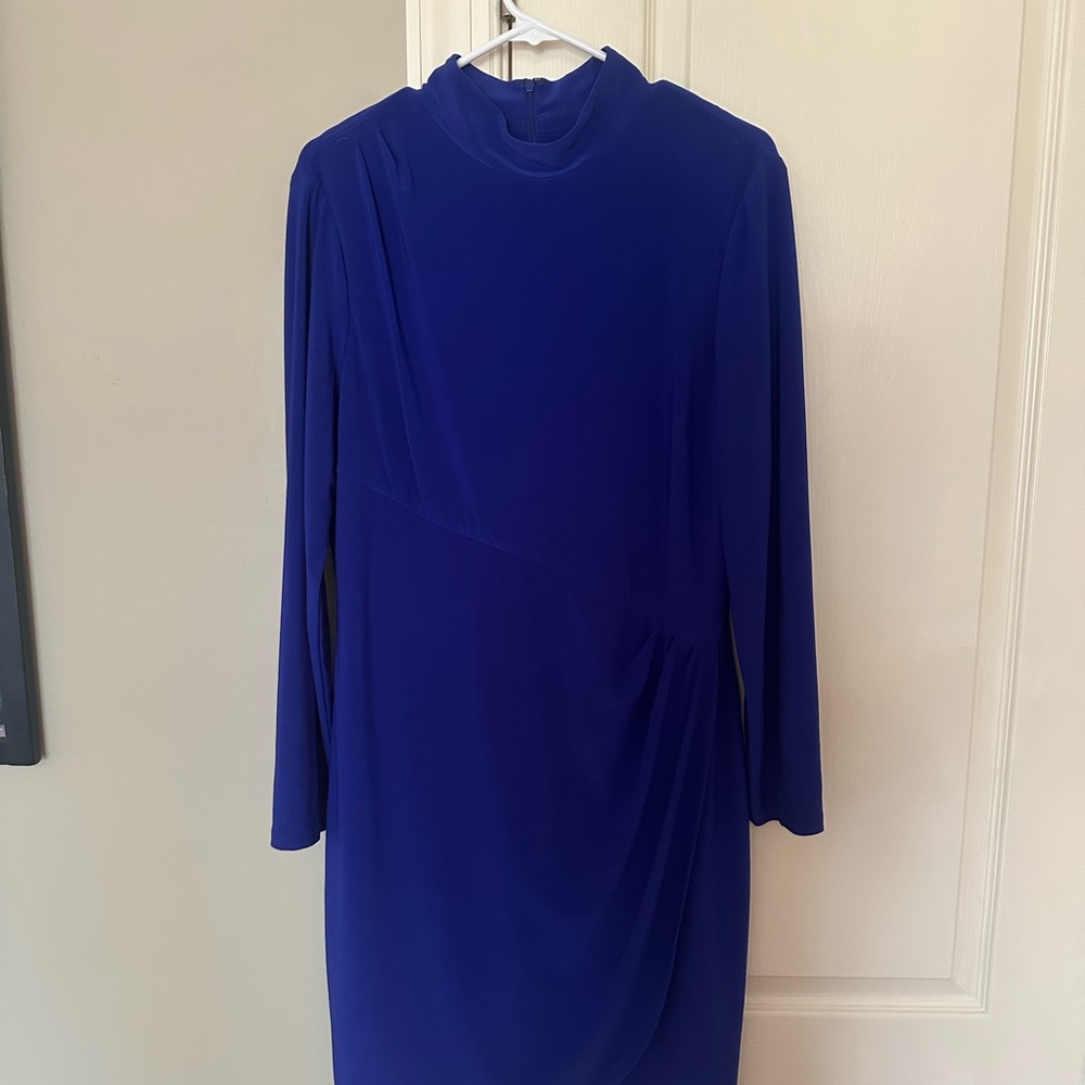 Ralph Lauren Royal Blue Long Sleeve Ruched Dress